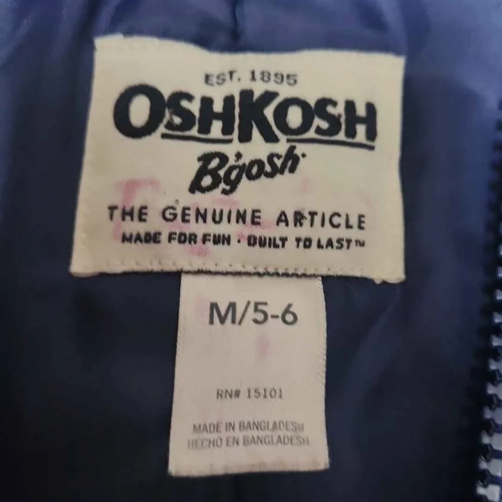 OshKosh B'gosh Dark Blue Kids Overalls with Pink Heart - Picture 2 of 2